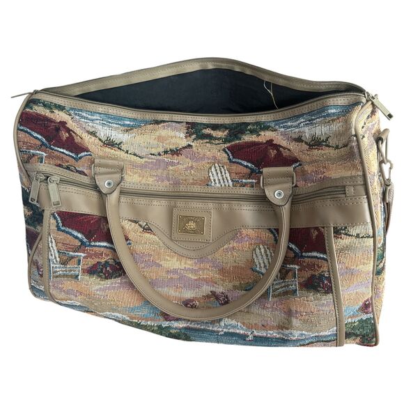 Vintage Pioneer Express Tapestry Beach Scene Carry-On Bag Duffle Weekender Trave - Picture 2 of 10